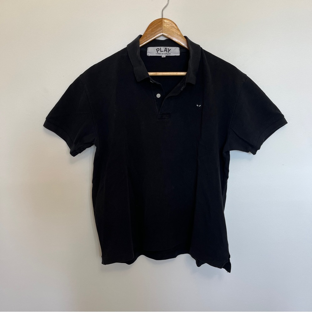Comme des Garcons Black Polo Shirt with Heart Logo Size XL